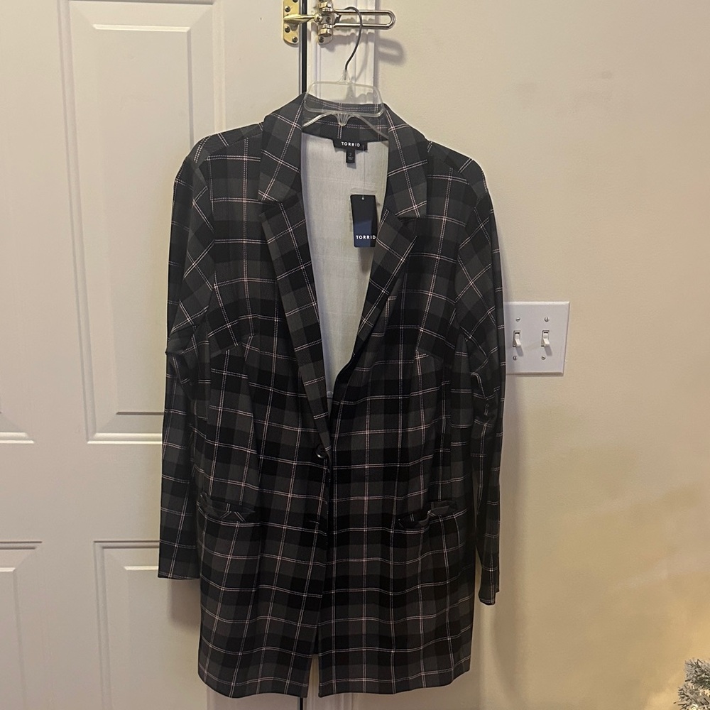 Torrid Women's Black Plaid Blazer